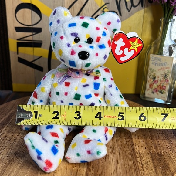 Ty K2 Beanie baby Celebration Confetti Themed Bear - Picture 9 of 9